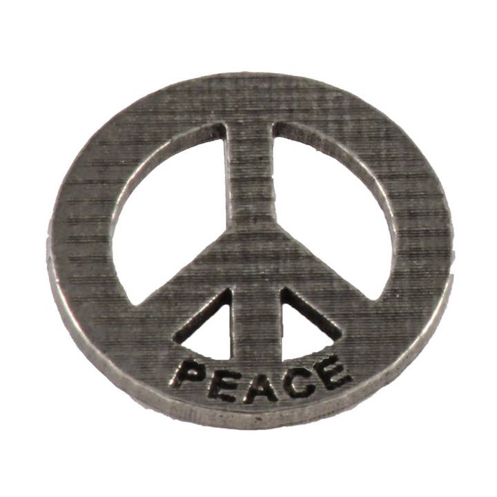 Peace Sign Symbol Engraved Pewter Lapel Pin Brooch, A249 for wholesale by Creative Pewter Designs