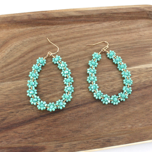 Pretty Persuasions - Wholesale Dangle Earrings - E24098 Beaded Flower Dangle Earrings9