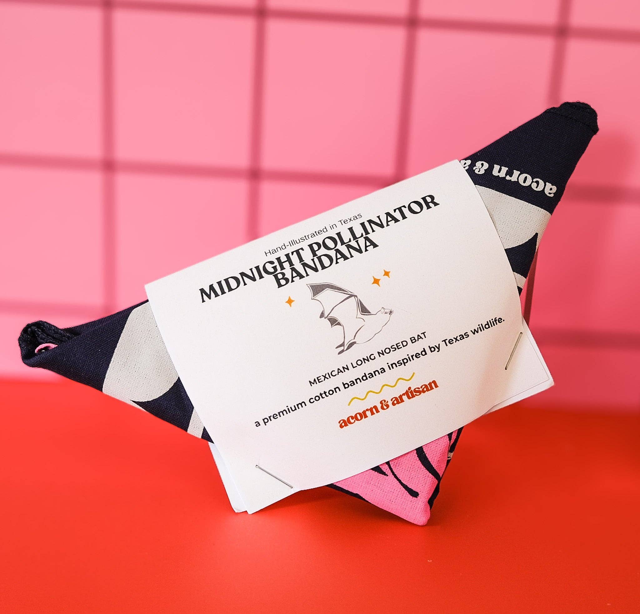 Acorn & Artisan - Wholesale Bandana - Unisex - Bat Bandana | Long-Nosed Bat Nature Accessory2