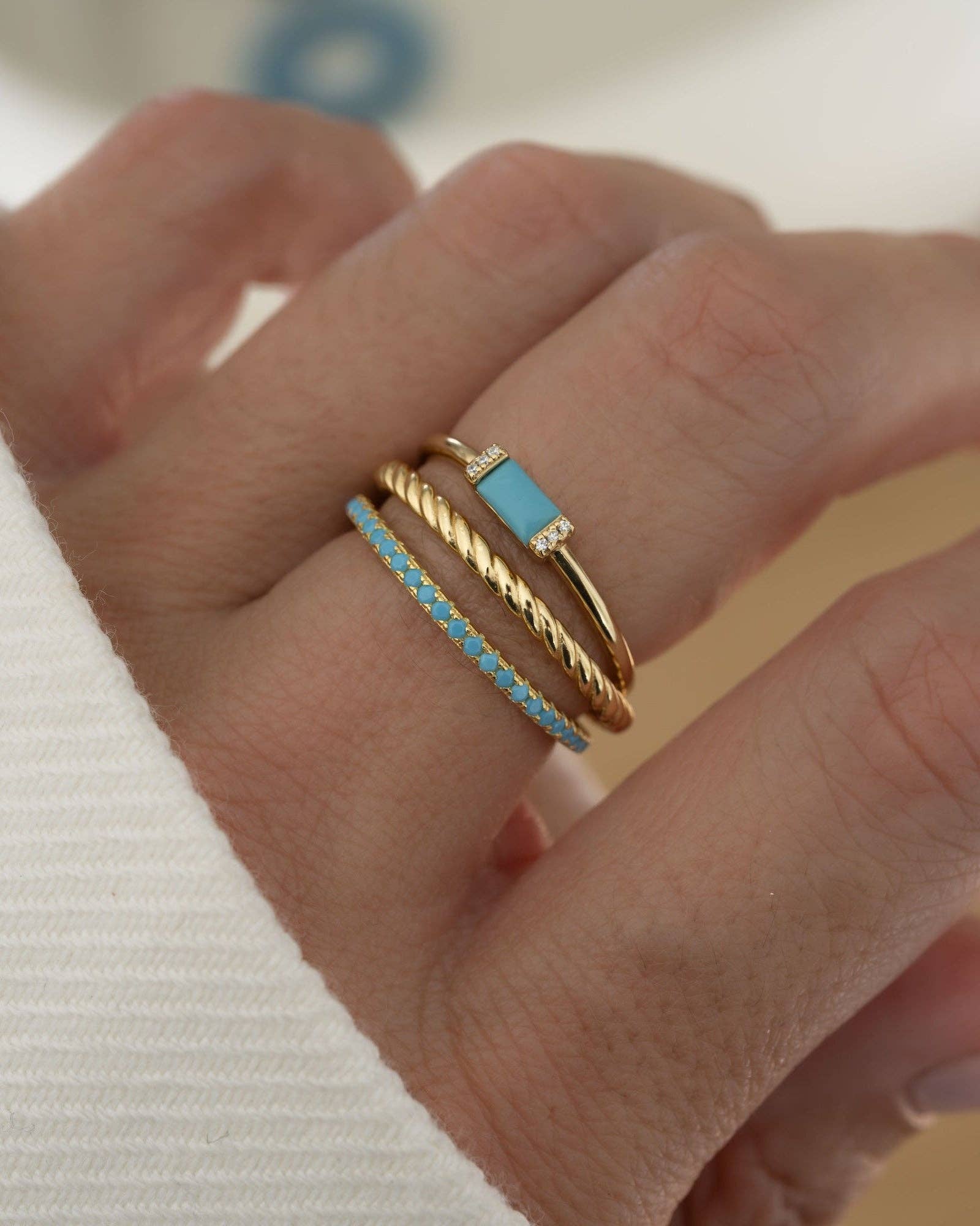 Sami Jewels - Vente Bague avec plusieurs pierres - Bague Turquoise Eternity4