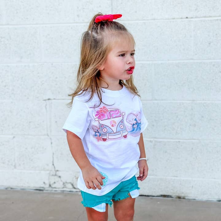 Retro Surf Hannah Tee, White (Infant, Toddler, Youth, Adult) for wholesale by Micro Me