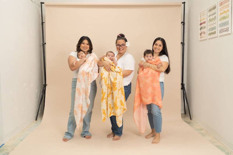 The Keiki Dept - Wholesale Swaddle - Baby - Yellow Pua Melia Kapa Moe - Hawaiian Bamboo Swaddle3
