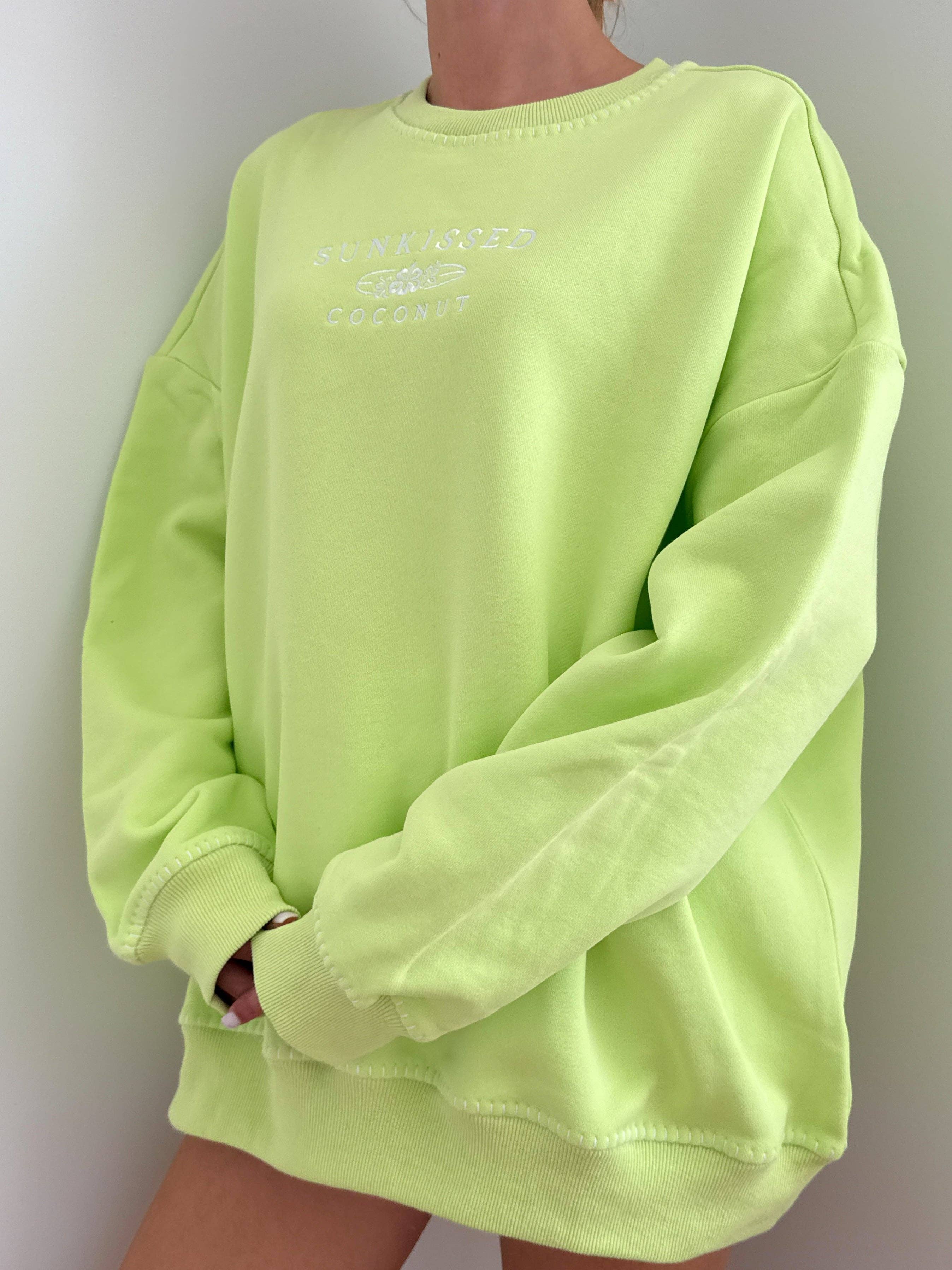 Sunkissed Coconut - Wholesale Graphic Sweatshirt - Women's - Light Lime Green Stitched Sunkissedcoconut Logo Sweatshirt 100% Cotton5