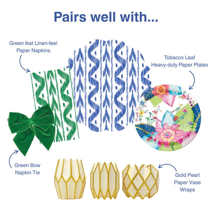 Lucy Grymes Designs - Vente Assiette jetable - Assiette en papier résistant motif feuille de tabac (10") | 8 assiettes2