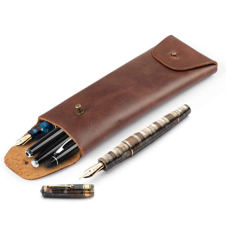 Londo – wholesale Pen & pencil holder – Londo Top Grain Leather Pen Case with Metal Snap Fastener, Pencil Pouch Stationery Bag16