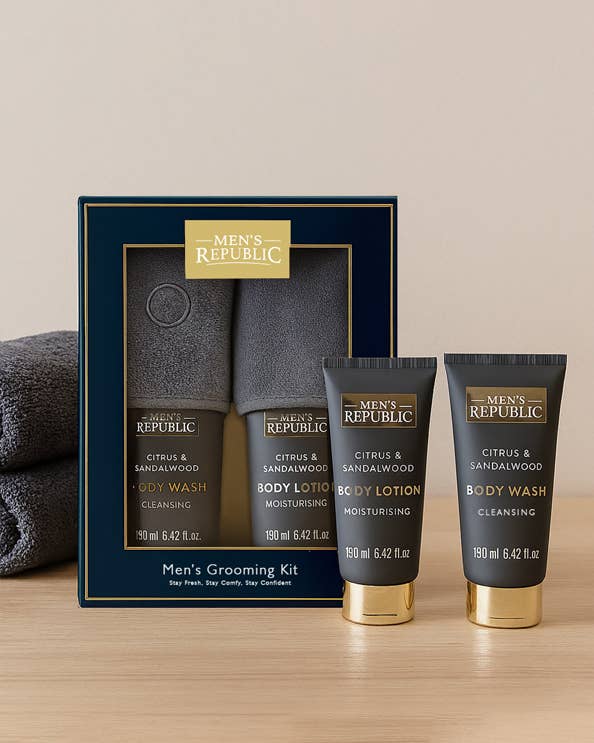 Men's Republic - Wholesale Bath & body set – Men’s - Men's Republic Grooming and Slippers Kit