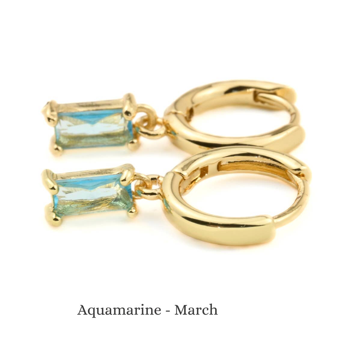Blueyejewelry - Wholesale Huggie Earrings - Baguette Birthstone Hoops - Rectangle Stone Hoop Earrings2
