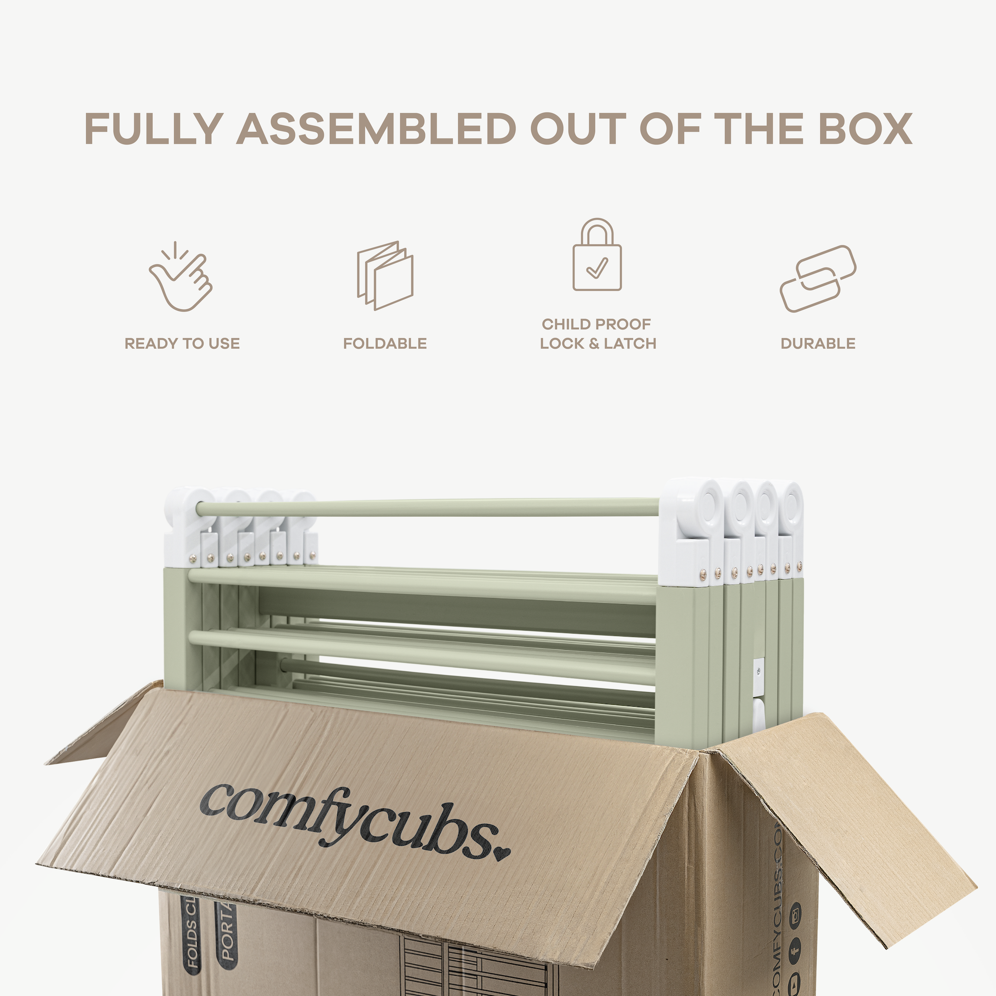 Comfy Cubs - Vendita all'ingrosso Tappetino da gioco - Bambini e neonati - Cancelletto per Bambini - Recinto Pieghevole in Legno di Pino di Comfy Cubs18