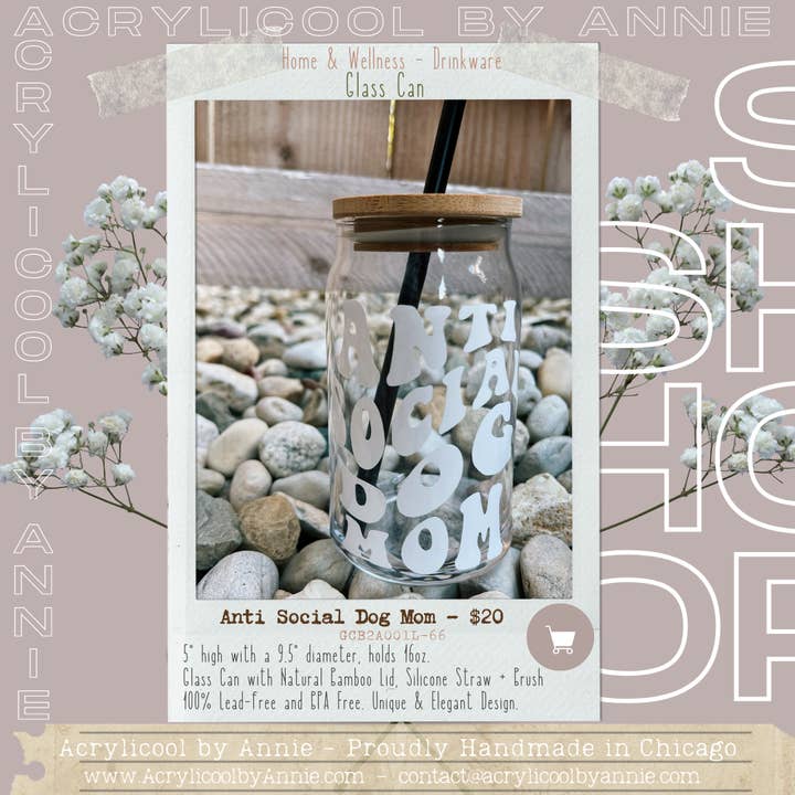 Anti Social Dog Mom per la vendita all'ingrosso da parte di Acrylicool by Annie