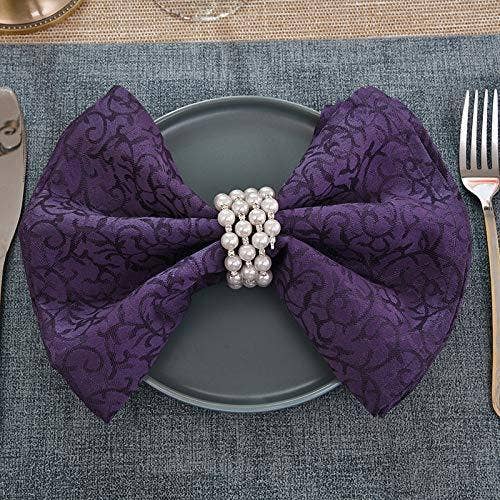 Silver Napkin Rings Pearl Crystal Set of 4 for wholesale on Faire3