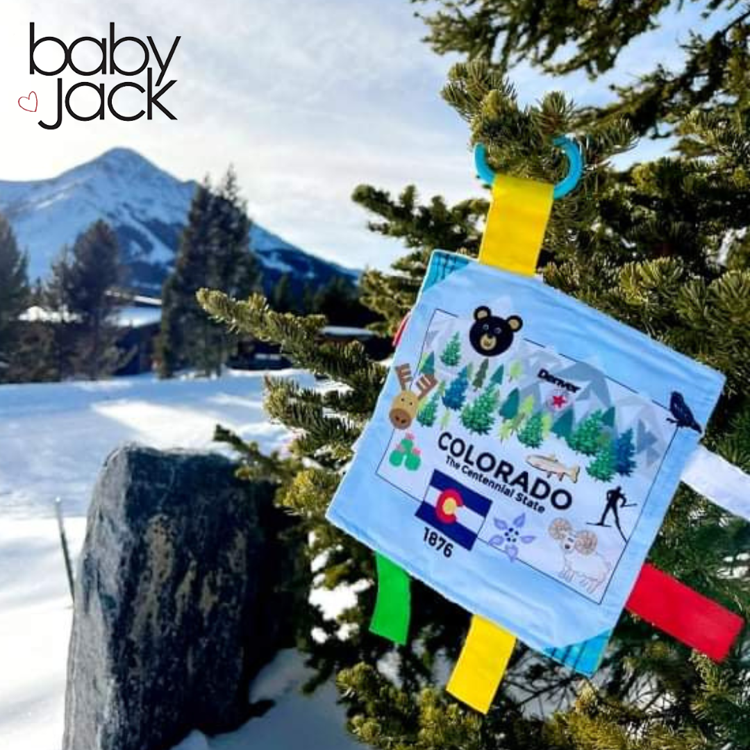 Baby Jack and Company - Wholesale Crinkle Tag Toy - Baby - Colorado Toy Teaches State Facts Crinkle Tag Square 8"x 8"8