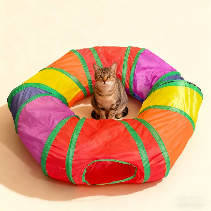 Cat Tunnel Toy 3-Way Foldable Rainbow_CWMM11472 for wholesale by PAWPAWwholesale