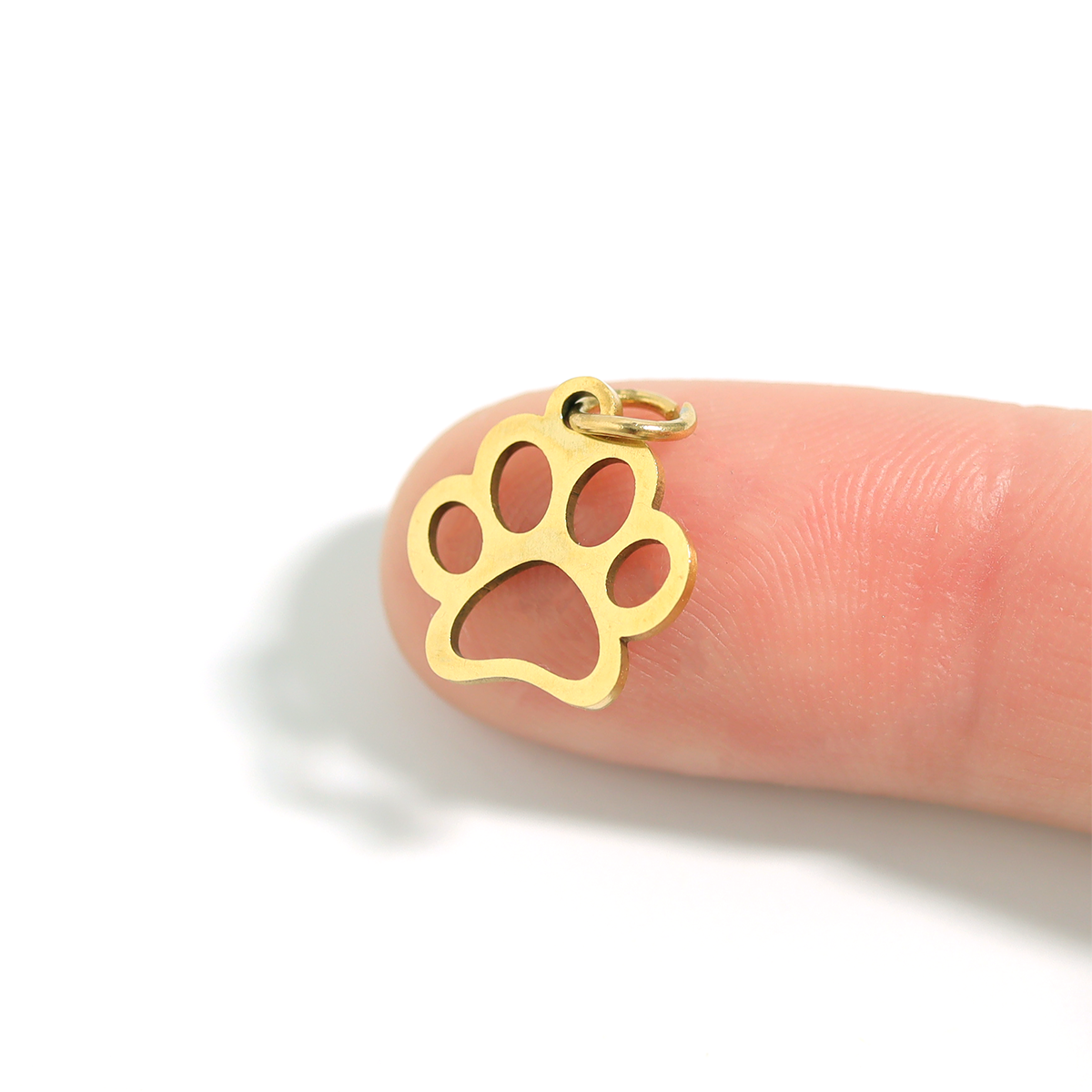 WJW - Wholesale Individual Charm/Pendant - 18K Gold PVD Stainless Steel Paw Print Charm2