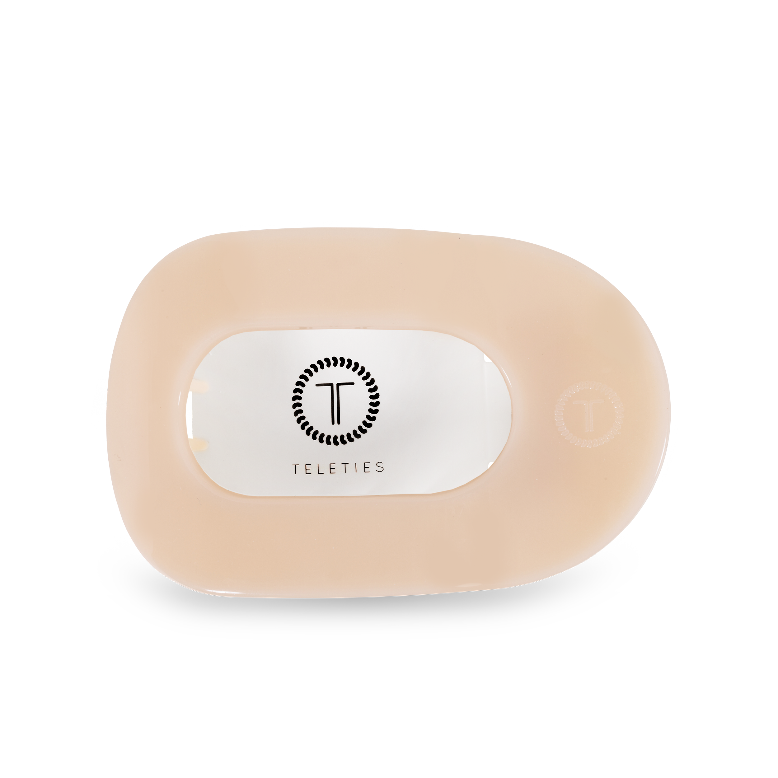 TELETIES – Großhandel Haarclip – Damen – Runde, flache Haarspange | Größe M | Mandelbeige1