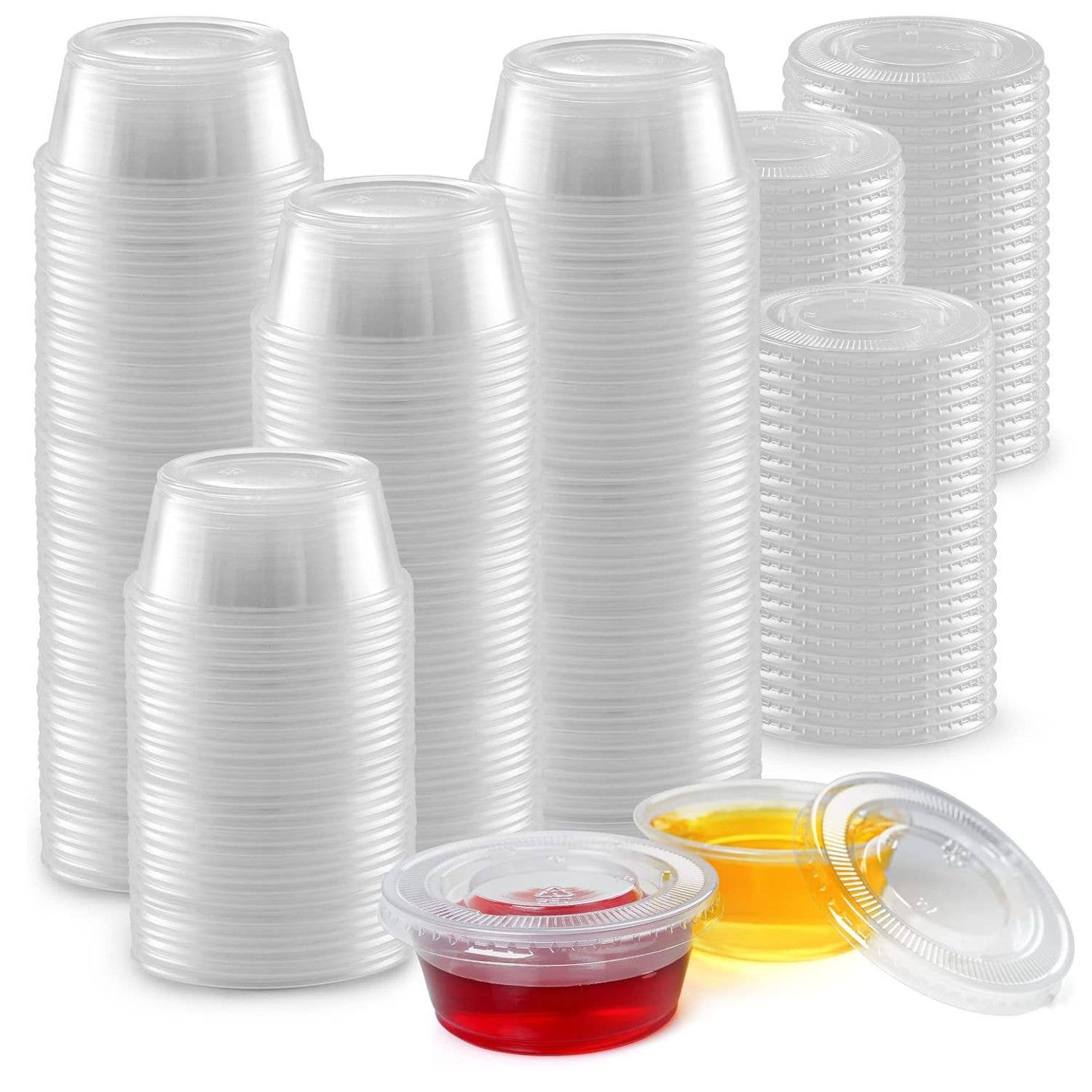 Zulay Kitchen – Engroshandel Madbeholder – Gennemsigtige jello-shot-bægre med låg - plastportionbægre7