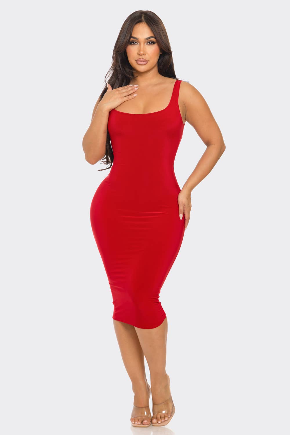 Uptown Apparel - Wholesale Dress - Women's - D11036 Tank Double Layer Midi Dress25