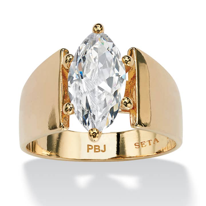 Marquise Cubic Zirconia Solitaire Ring 2.48 TCW Gold-Plated for wholesale by PalmBeach Jewelry