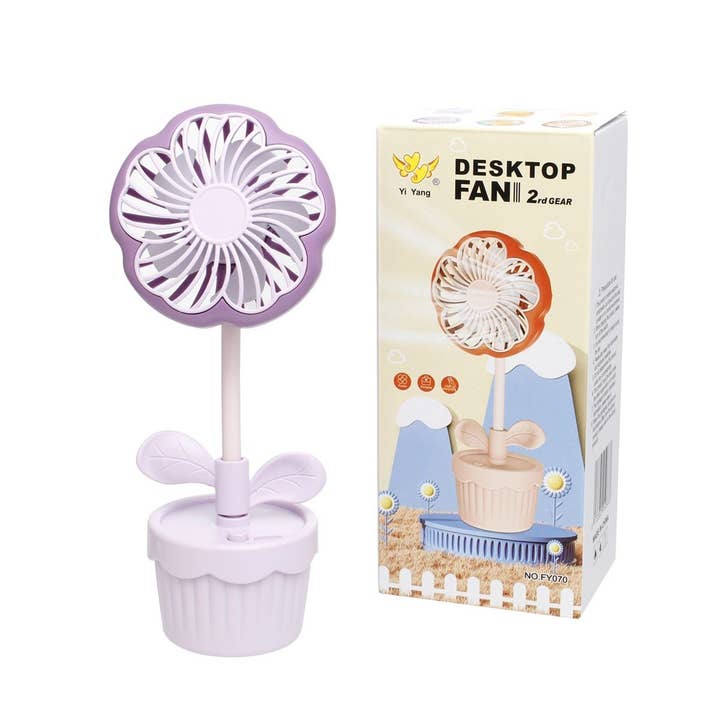 Portable Desk Fan Purple Flower Pot Kuromi for wholesale on Faire1