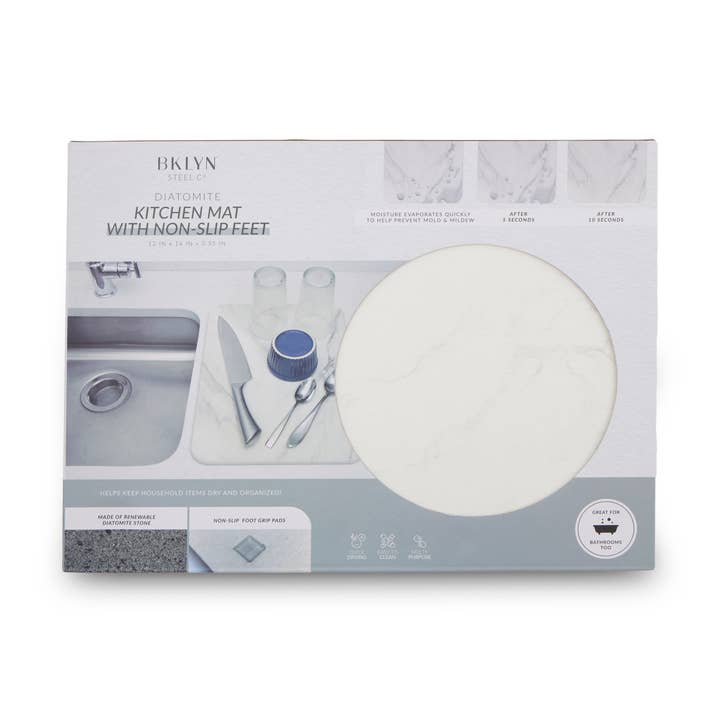 Quick Dry Diatomite Kitchen Mat with Non-Slip Feet - White for wholesale by Core Home