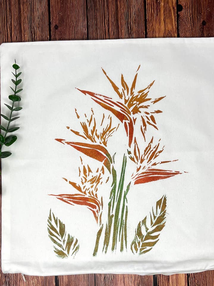 Birds of Paradise Hand Painted Throw Pillow Cover for wholesale by Third Wolf Designs
