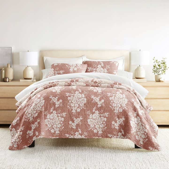 ienjoy Home - Wholesale Quilt - Distressed Bouquet All Season Patterned Reversible Quilt Set55