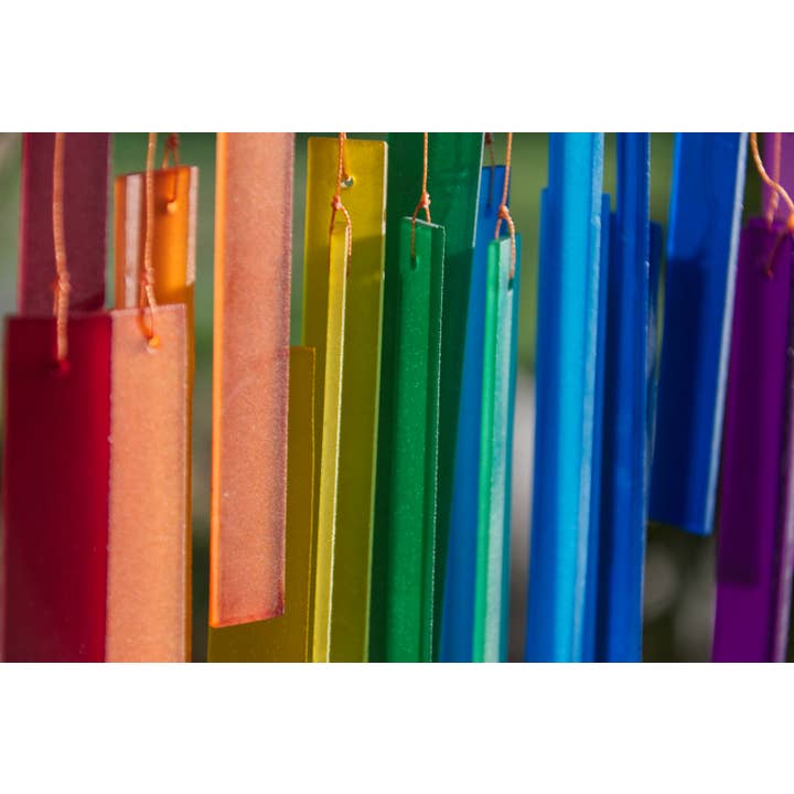 Cohasset Gifts – wholesale Wind chime – Rainbow Rectangles Tumbled Glass Wind Chime