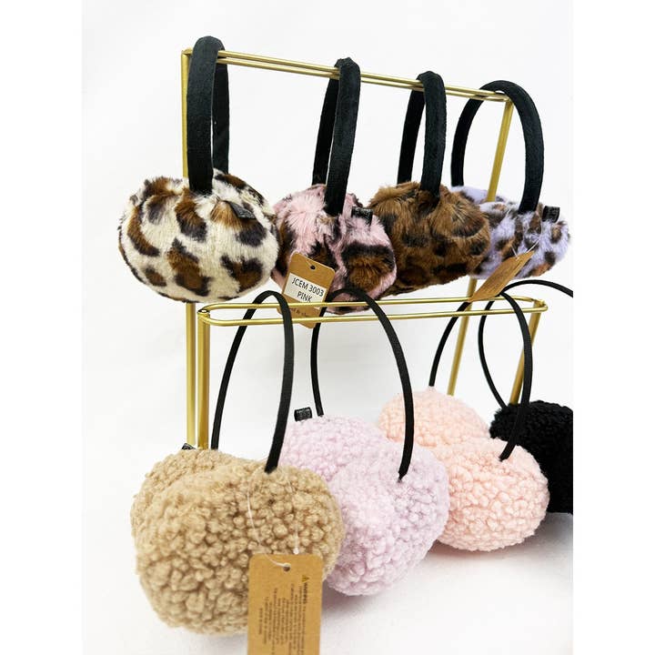 MIX COLOR Soft Leopard Faux Fur Earmuff for wholesale on Faire5