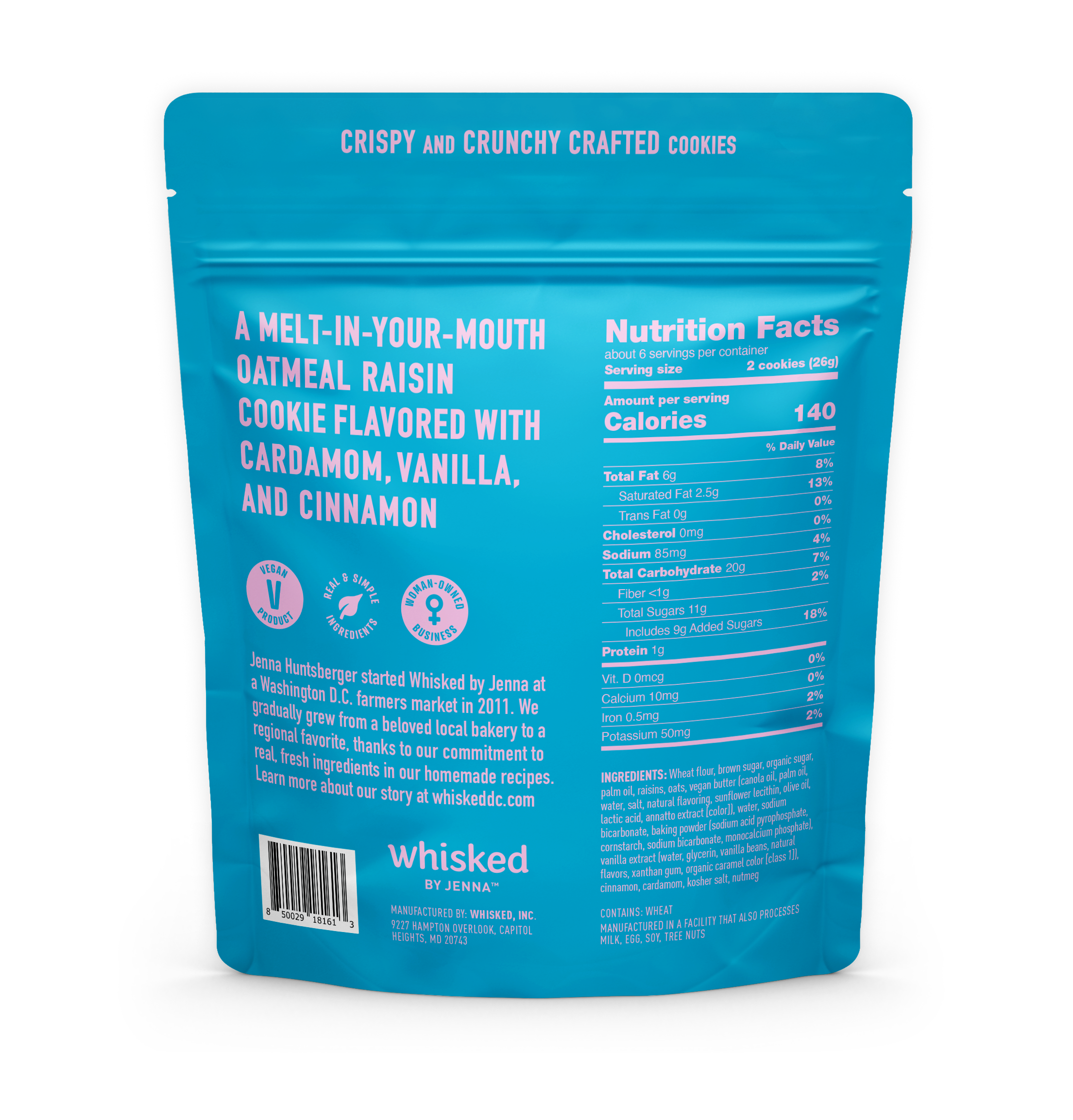 Whisked by Jenna - Wholesale Cookie - Vegan Crispy Cookies: Cardamom Oatmeal Raisin1