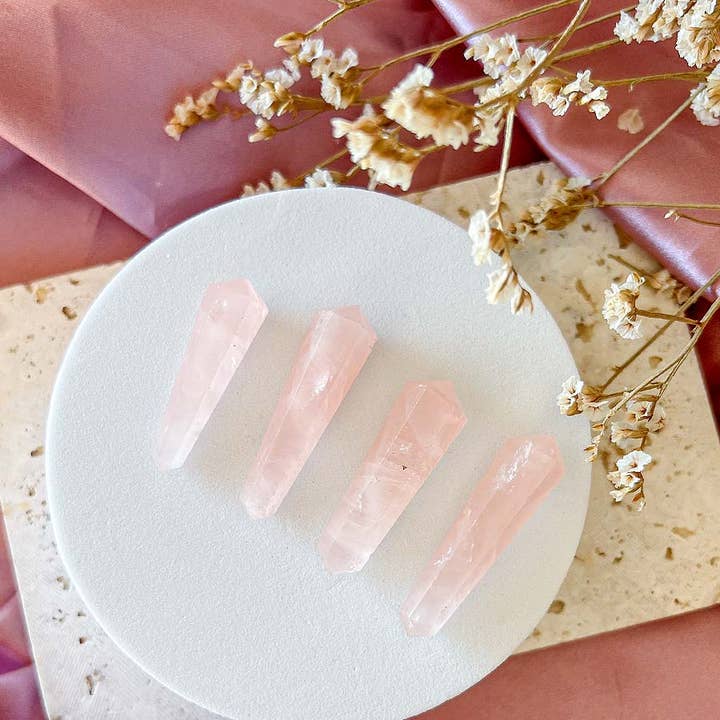 Doppelender Rosenquarzspitze für den Großhandel von Surya Cristais