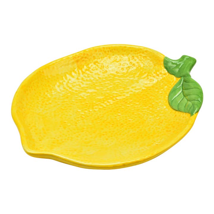 Wurm - Wholesale Decorative Plate/Dish/Bowl - Decorative Plate Lemon made of Ceramic, Yellow/Green (W/H/D) 22x3x17cm