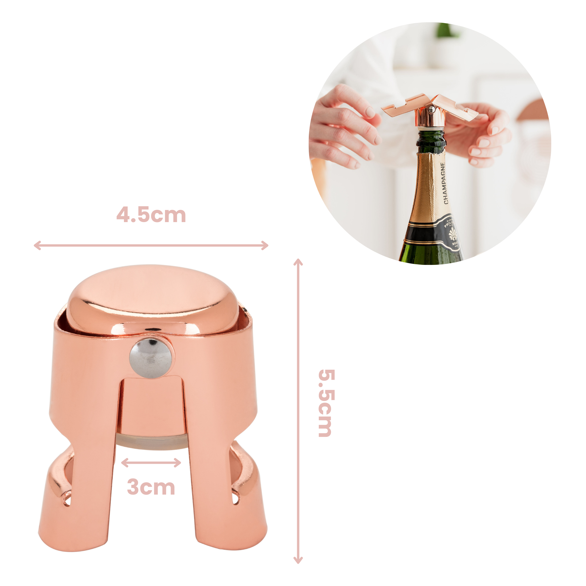 UBERSTAR – wholesale Wine stopper – Champagne Stopper - Rose Gold5