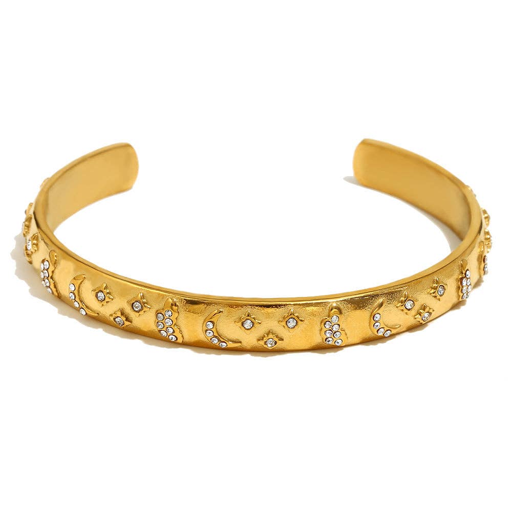 Mio Queena - Vendita all'ingrosso Bracciale a polsino - Bracciale rigido stile tarocchi in acciaio inox placcato oro 18K - FGS/MS2