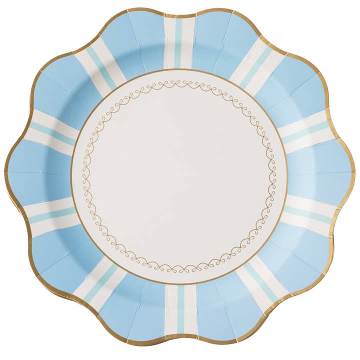 SKY BLUE REGENCY STRIPE DINNER PLATES for wholesale by Bonjour Fête