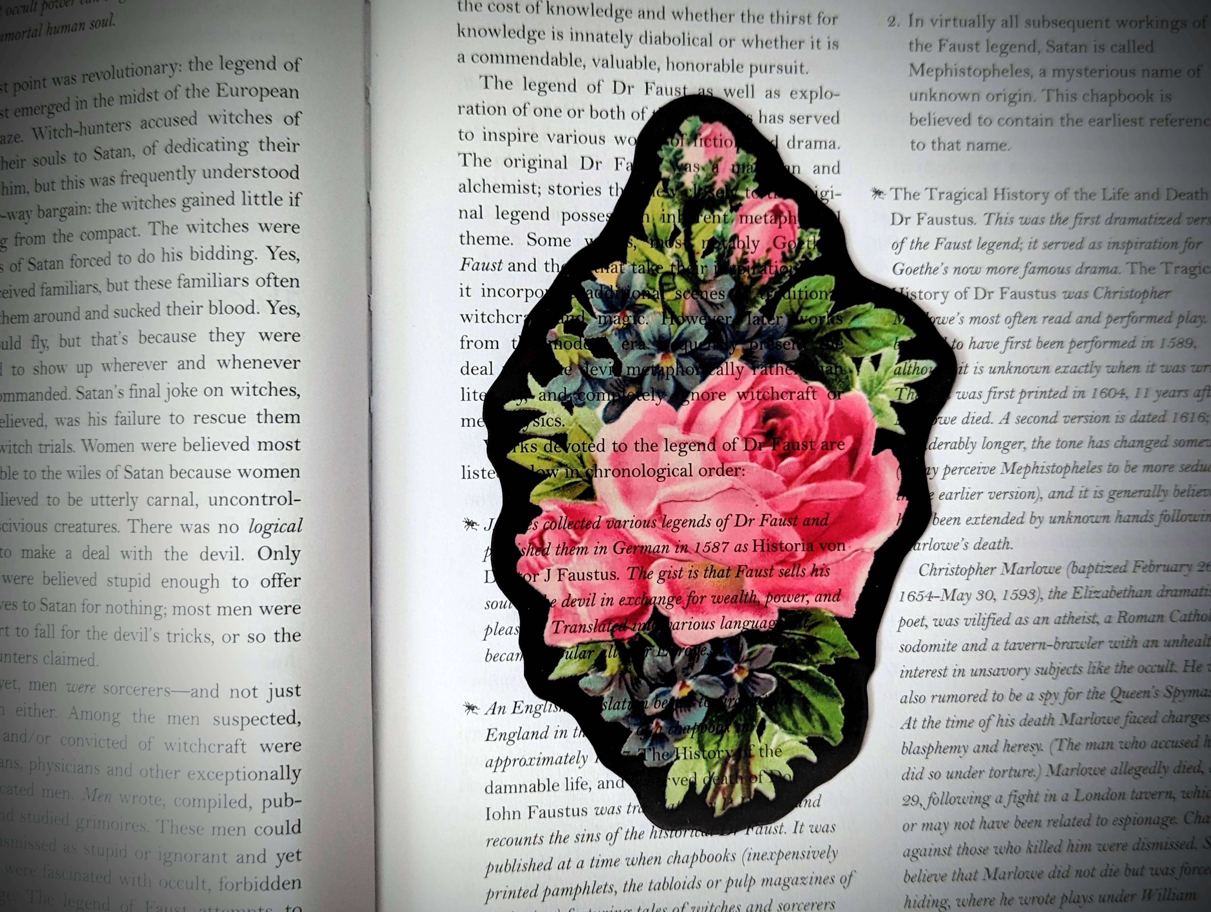 Dark Veinlet - Venta al por mayor Marcapáginas - Marcapáginas transparente, diseño floral vintage de color rosa brillante1