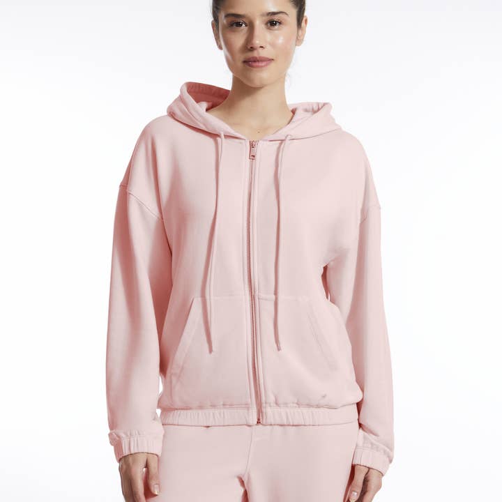 Fleece-hoodie met lange mouwen en ritssluiting voor wholesale door Yoga Works