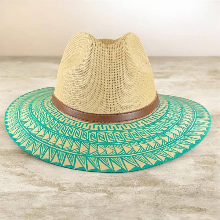 GMCE Global Trading, LLC - Wholesale Straw Hat - Unisex - Premium Detailed Hand-Painted Palm Straw Fedora Hat 16