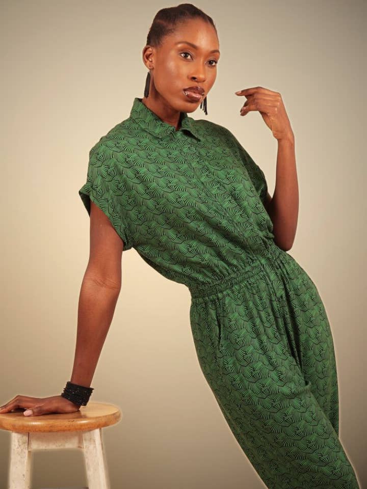 Agou Green Kipepeo Print Jumpsuit for wholesale by IN OUR NAME