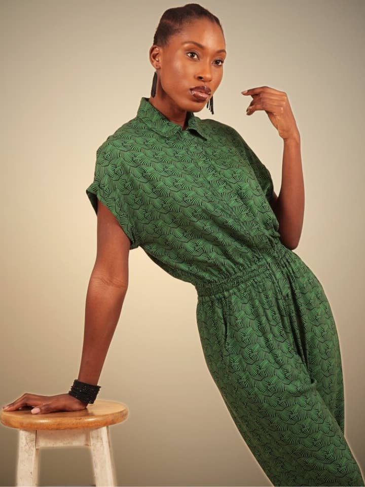 Agou Grön Kipepeo Print Jumpsuit för wholesale av IN OUR NAME