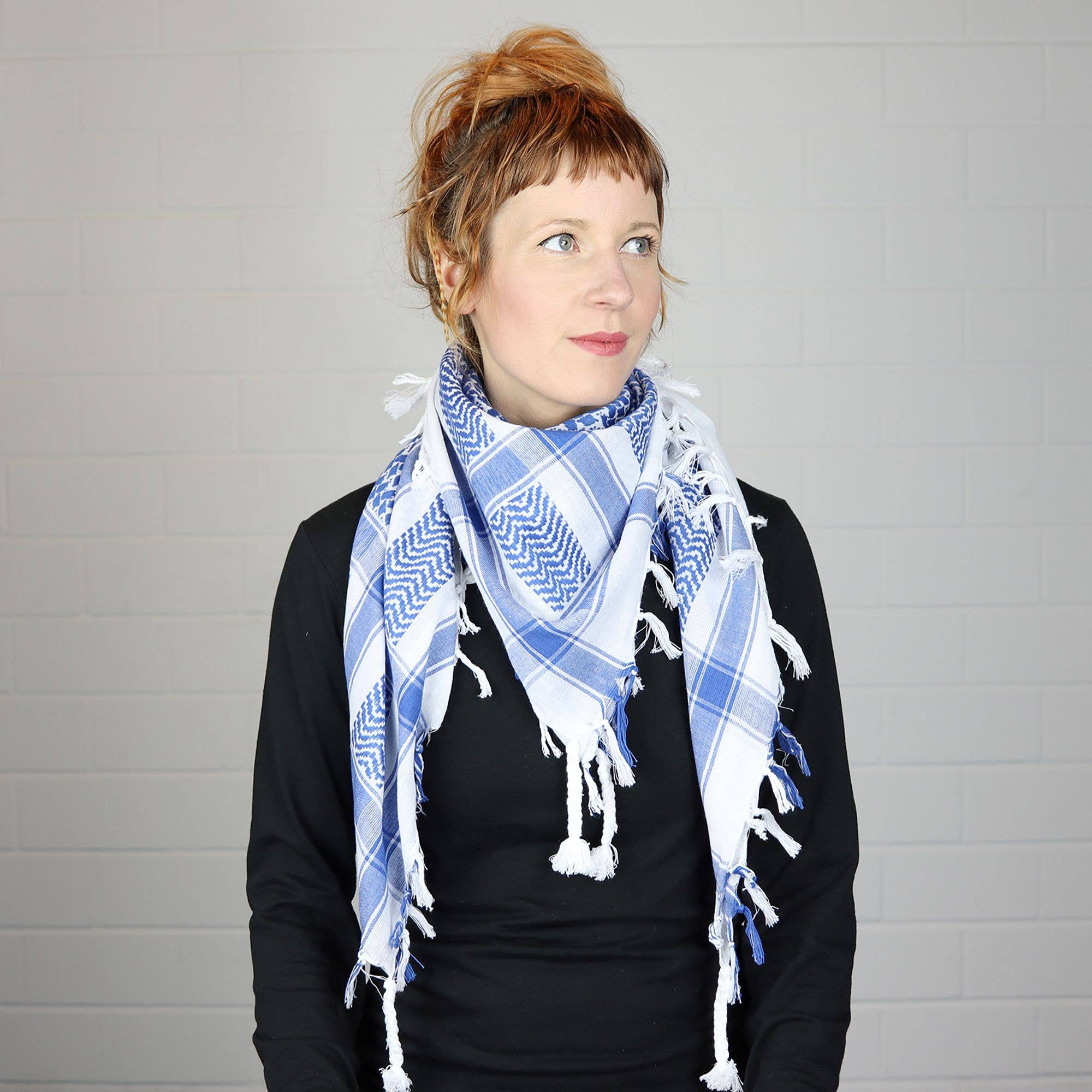 Tribal Trade GmbH – Großhandel Schal – Unisex – Palituch - Weiß - Blau - Kufiya PLO Tuch6