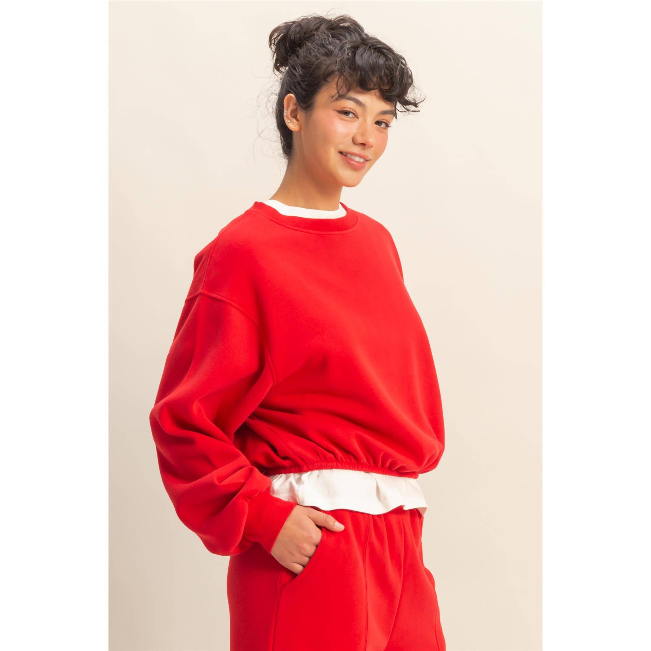 Double Zero - Vente Sweat-shirt – femme - Sweat-shirt court à ourlet élastique coupe décontractée8