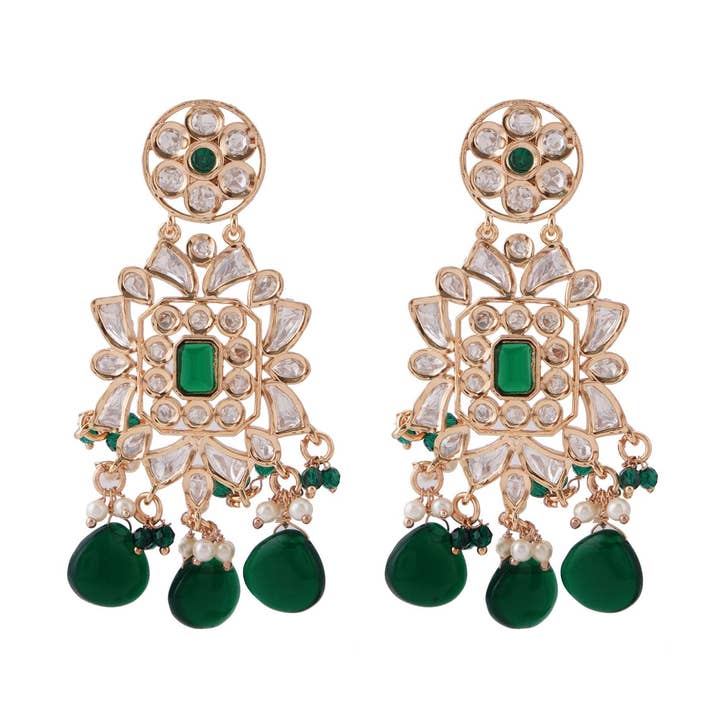 Smaragd Kundan Chandbali for engroshandel hos Vinnis Jewelry