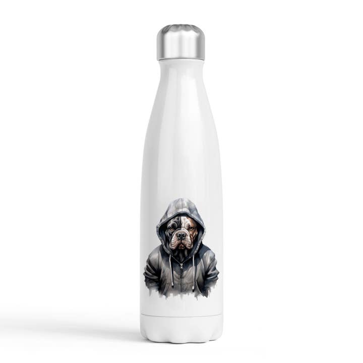 Noble & Page – wholesale Water bottle – Dogs in Hoodies Water Bottle - 500ml - Bulldog