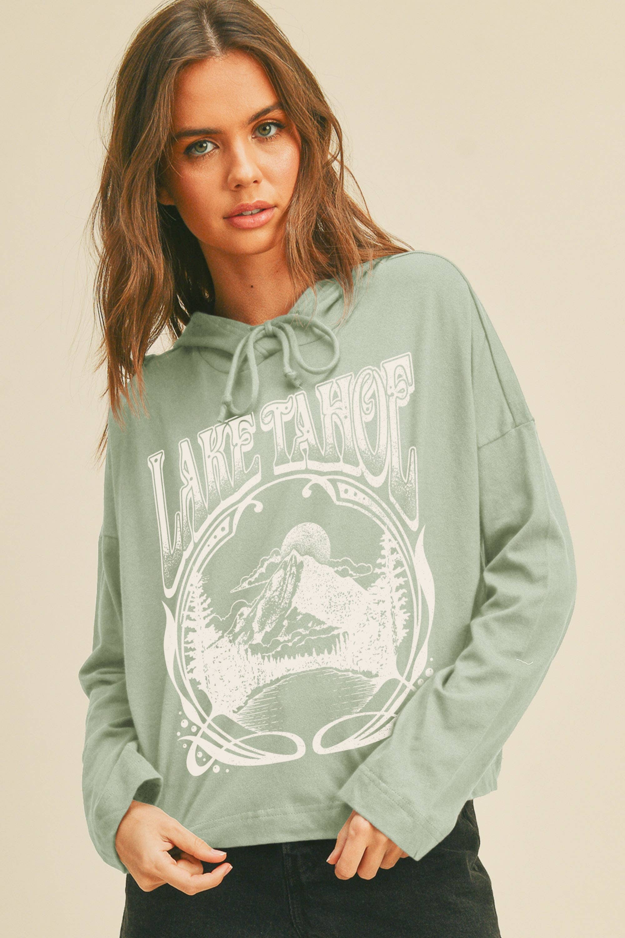 Honestee - Wholesale T-Shirt (Graphic) - Women's - Lake Tahoe Graphic Hooded T-Shirt2