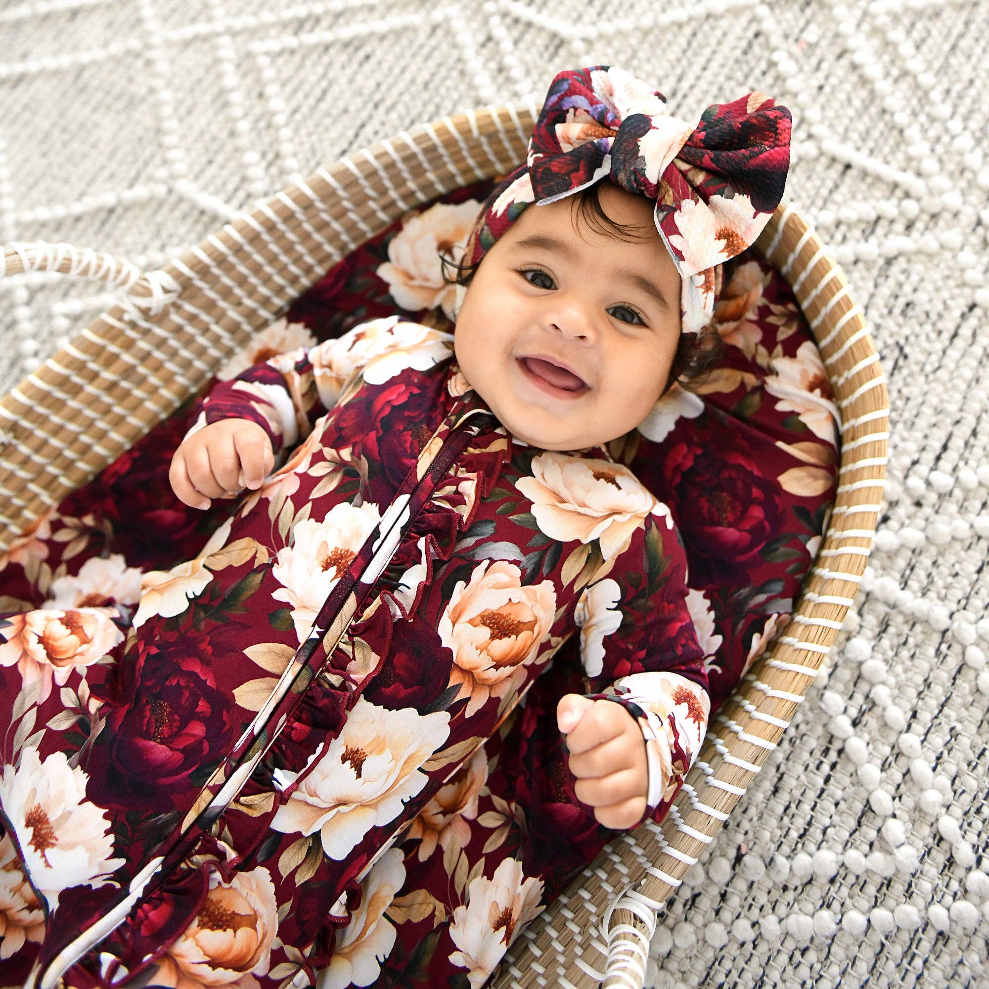 Gigi and Max - Wholesale Jumpsuit - Baby - Maya RUFFLE ZIP Bamboo One Piece Floral Baby Clothing9