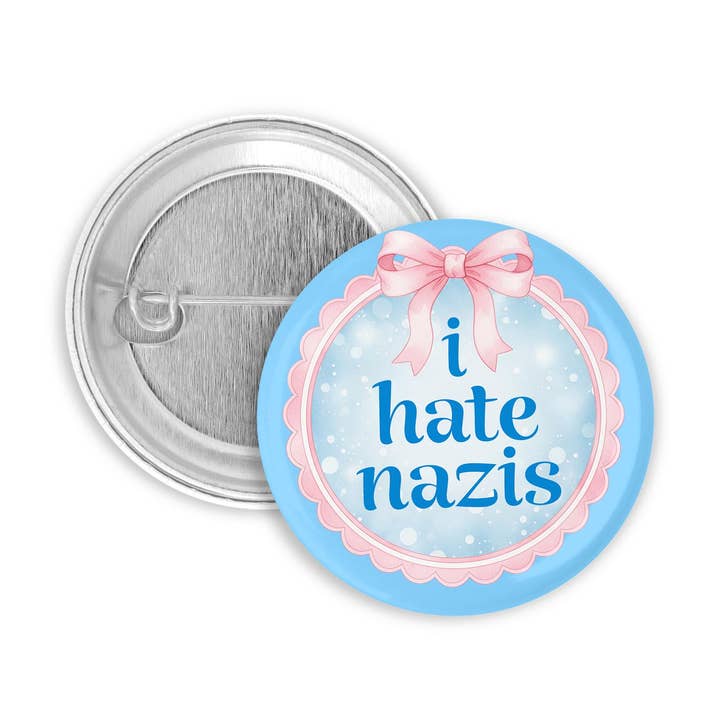 Eu odeio nazis 1,25" Emblema de alfinete por atacado de Prickly Cactus Collage