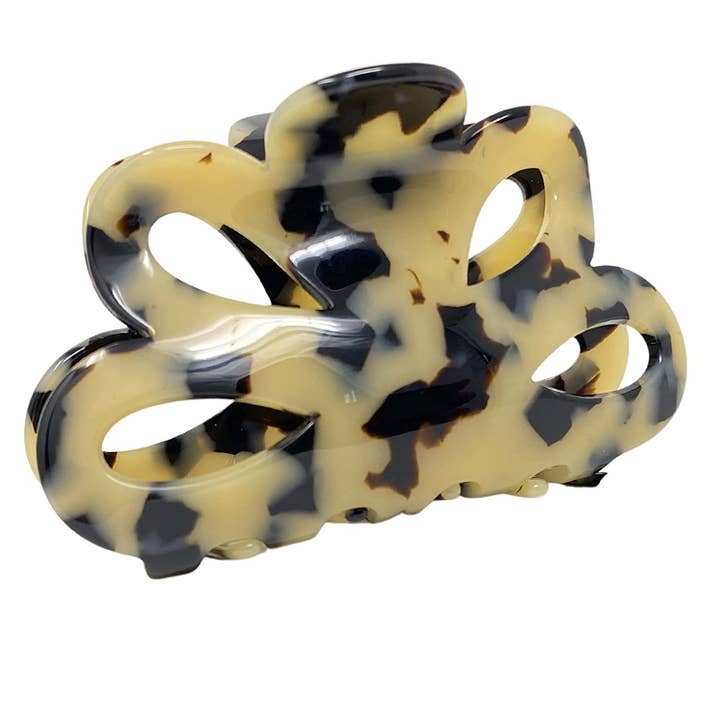 French Amie Flower Bloom 3" Handmade Celluloid No Slip Grip Hair Claw Clip for wholesale by Parcelona