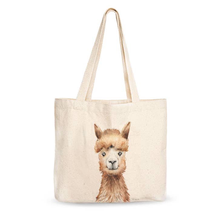 Alpaca Stor Canvasväska Original Akvarell Djurkonst för wholesale av Todo Bien Design Inc