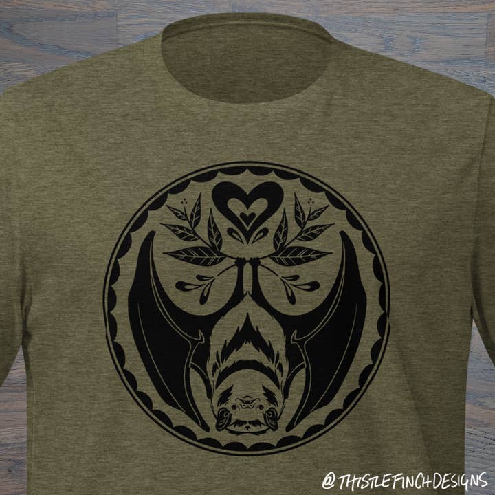 Brown Bat Hex Sign Unisex T-Shirt for wholesale by Thistle Finch Designs