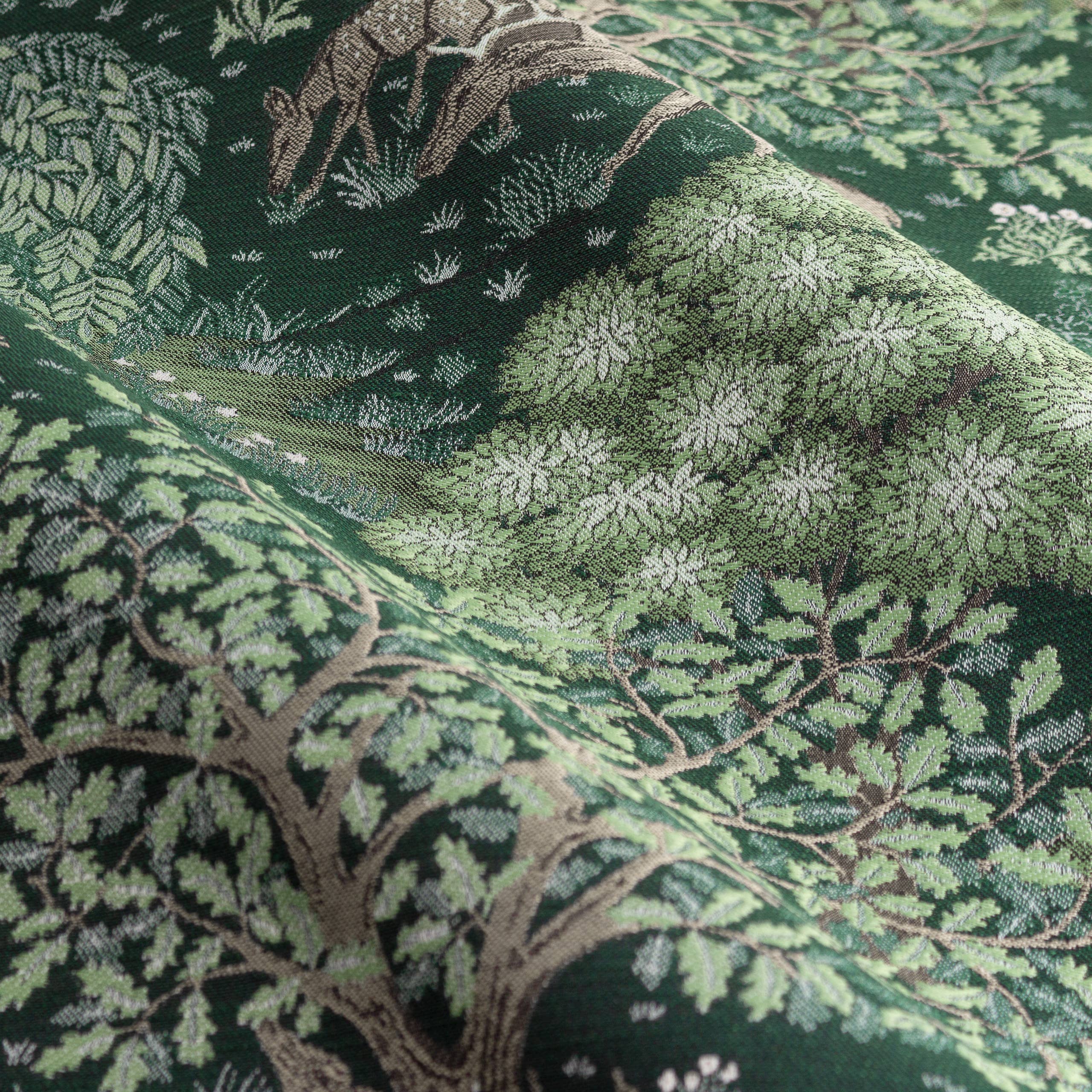 Brook Woodland Jacquard Pencil Pleat Curtains Forest Green for wholesale on Faire5