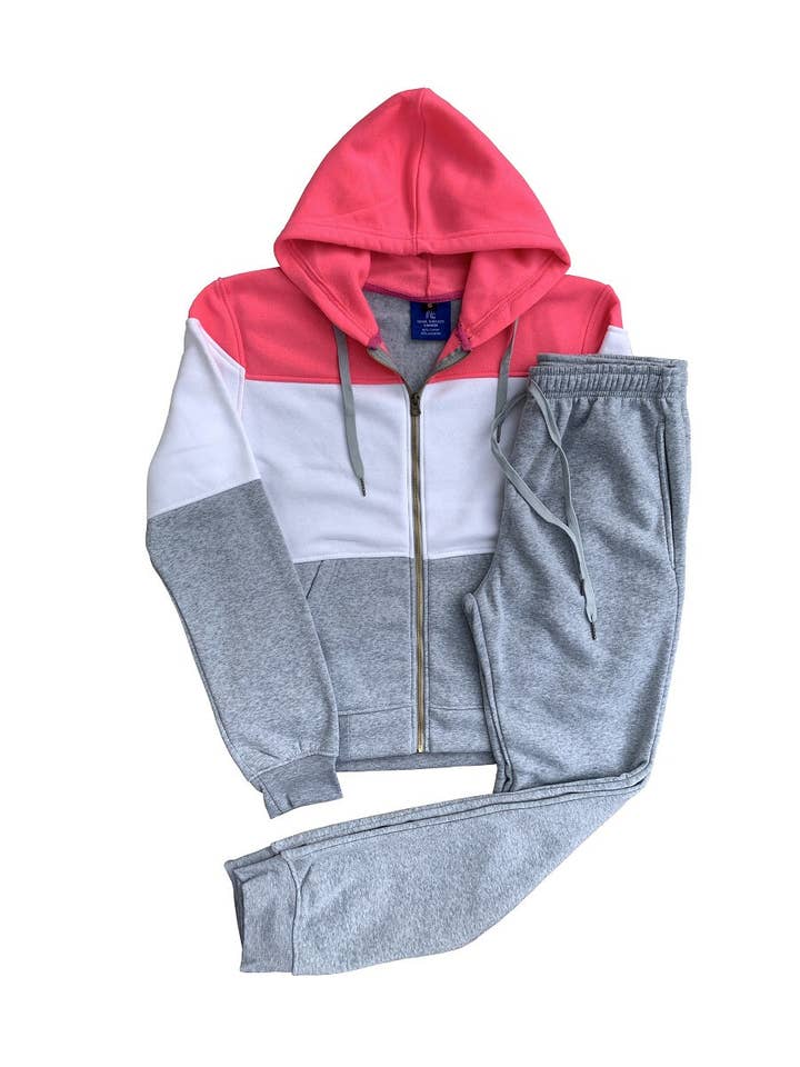 Royal Threads – wholesale Activewear set – Women′s – Women’s Colorful Fleece Sweatsuit Sweat Jacket & Jogger Sweatpants Outfit4